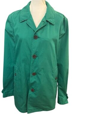 Vintage Burberry Emerald Green Single-Breasted Raincoat